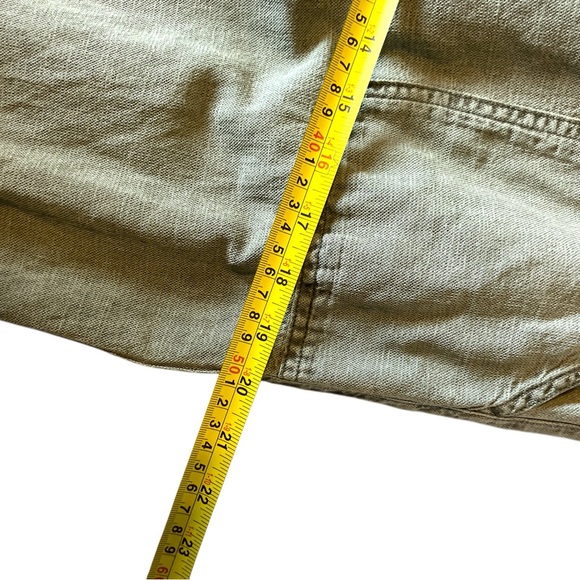 Nicole Miller New York pull-on roll-cuff army green linen cargo pants size L - Picture 9 of 11